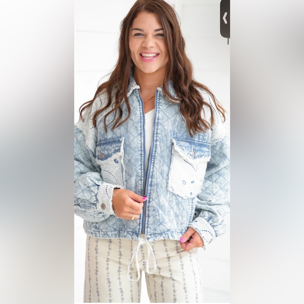 POL- Women's Blue Denim Quilted Jacket
